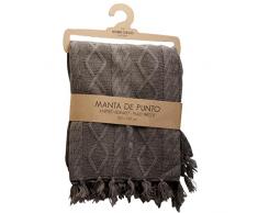 Plaid con Frange in Maglia, 120cm x 150cm, Tortora