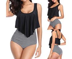 Set Senza Schienale Floral Piece Plus Stampato Due Costumi da Bagno Sexy da Donna con Scollo allAmericana Costumi da Bagno Tankinis Set Piumino Bikini allUncinetto