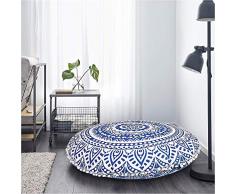 Kiara 81,3 cm Morbido Grande Copertura del Cuscino Meditazione Cuscino da Pavimento Seating Mandala Hippie Decorativo della Boemia Pouf Boho Indiano Pouf ottomano Blue Ombra