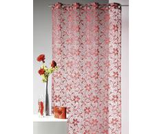 HomeMaison.Com BOUCHARA - Tenda in Voile Ricamata con Motivi Floreali, Colore: Bianco Brillante 140 x 240 cm Grigio