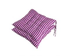 Chickwin Cuscino Sedia Cucina Set da 2 Pezzi, Plaid Cuscini per Sedia Antiscivolo con Corde, Confortevole Cuscini Coprisedia per Ufficio Giardino Patio Pranzo Soggiorno (Viola,40x40cm)