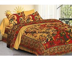 GANESHAM Indiano Hippie Gypsy Home Decor arazzo Boho Quilt Coperta copriletto di Cotone Reversibile Queen Mandala Tree Life Copripiumino