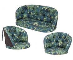 Cuscino per sedia e poltrona in rattan, per panca, panchina, sedia a dondolo, cuscino da giardino, cuscino per sedia a sdraio , per il salotto, confezione 2 + 1; verde erba