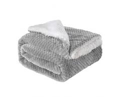 Il Gruppone Passione Casa Coperta Plaid in Pile Sherpa Invernale, Morbida e Calda,440 Gr/Mq Coperta Pelosa Tinta Unita Con Lavorazione Divano in Finta Pelliccia - Grigio - Plaid 127x152