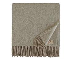 LINEN & COTTON Plaid di Lusso, Coperta Copriletto Columbus, 100% Lana Nuova Zelanda - 140 x 200cm (Marrone)