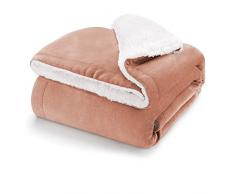 Blumtal Plaid Coperta Sherpa, Coperta Pile Doppio Strato Vello, Plaid Divano Super Morbida, Coperta Fluffy di Alta Qualità, Plaid Matrimoniale, 130 x 150cm, Rosa