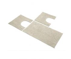 Sophie Maison Poppy Set Tappeti Bagno, 100% Microfibra Poliestere, Tortora, 45 x 75+45 x 4
