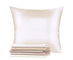 Federa Seta Cuscino 50x75 Dreamzie - 100% Seta Naturale di Gelso 19 Momme - Federa di Seta Antiacaro e Ipoallergenico - Avorio