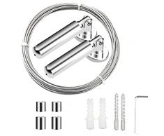 5M Cavo Acciaio per Tende, Race Tendifilo, Filo per Appendere la Foto, Stendibiancheria Filo di Tenda per Finestre