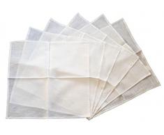 Tovaglioli in tessuto bianco – lino naturale e panno di cotone, set da 6
