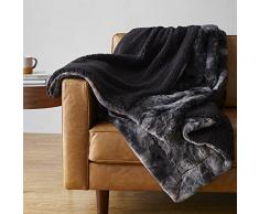 Amazon Basics, Coperta in sherpa e pelliccia sintetica morbida, 152 x 178 cm, colore nero moonlit