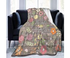 Coperta da Plaid in Pile Peluche Trapunta Vintage Shabby Chic Floreale in Pelliccia Sintetica Morbida Coperta Calda Leggera soffice Coperta