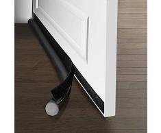 Auflosung Porta Guarnizione Inferiore, Paraspifferi Sottoporta, Tappo per Strisce di Tenuta Inferiore per Porta Finestra, Guarnizione Porta Inferiore Antirumore Universale (Nero, 96 cm)