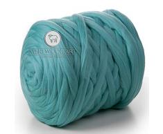 MeriWoolArt 100% Lana Merino, Filato Grosso, Super Morbido 25 Micron Extra Spesso | 4-5 cm |, Maglia per Braccio, Coperta, tiro, Sciarpe, rollio, filatura, feltratura (Ocean, Rotolo da 4,5 kg)