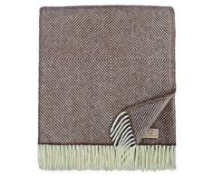 LINEN & COTTON Plaid Copriletto Coperta Grande Alaska con Motivo a Rombi - 100% Pura Lana Neozelandese, Marrone (140 x 220 cm) per Sofa Divano Letto Singolo Matrimoniale per Autunno Inverno Primavera