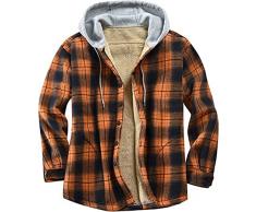 THUCHENYUC Uomo Giacche Shacket Plaid Stampa Flanella Camicia Giacca Imbottito Caldo Cappotti A Maniche Lunghe con Cappuccio (Color : A, Size : XX-Large)