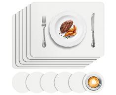 APLKER Tovagliette in Pelle Set di 6 Tovaglietta Americana Lavabili Impermeabili Antiscivolo Resistenti al Calore, Rettangolari Set Tovagliette 41x31cm - Bianco Cremoso