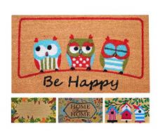 LUA VIKA Zerbino ingresso casa, tappeto ingresso interno, zerbino ingresso esterno, zerbino in fibra di cocco naturale, tappeto asciugapassi 40x70 (Be Happy)