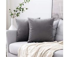 MIULEE Confezione da 2 Federe in Velluto Copricuscini Decorativi Fodere Quadrate per Cuscino per Divano Camera da Letto Casa40X40cm Grigio Scuro