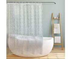 Tenda Doccia Trasparente 180x200 cm, 3D PEVA Bathroom Shower Curtain Transparent, Tende Doccia Tenda Vasca Plastica Traslucido Moderna con 12 Ganci Antimuffa Impermeabile per Vasca da Bagno