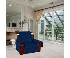 Tata Home Copridivano Copripoltrona Trapuntato Fronte e Retro Lilly Misura 1 Posto Tessuto e Imbottitura in 100% Microfibra con Elastico Antiscivolo Colore Blu