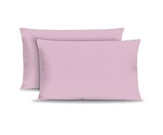 Leonardo Home - Coppia di federe 100% puro cotone, 2 federe per cuscino 100% MADE IN ITALY, tinta unita, misure standard.