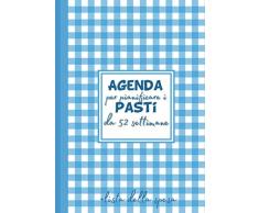 Agenda per pianificare i pasti da 52 settimane: Perfetta per pianificatore dei pasti e lista della spesa : coperta a scacchi a strisce blu vintage