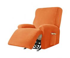 Highdi Copripoltrona Relax Reclinabile Completo 4-Pezzo Fodera per Poltrona Elasticizzato 1 Posto con Tasche, Morbido Spandex Coprisedile Poltrona Lavabile Antiscivolo Copripoltrona (Arancione)