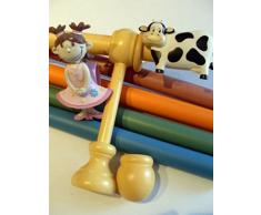 BASTONE TENDA PER CAMERETTE LEGNO COLORATO MOD.MUCCA E BIMBA