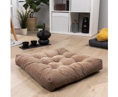 Paco Home Cuscino Da Pavimento Diversi Colori Interni Morbido Decorativo Rotondo Tinta Unita Yoga Meditazione, Colore:Marrone, Dimensione:50x50x8cm