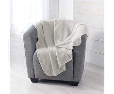 douceur dIntérieur Plaid 125 x 150 cm, in pile, tinta unita, bianco