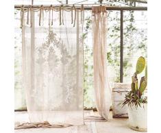 BLANC MARICLO Set 2 pannelli tenda in lino avorio con motivo centrale 140x290cm