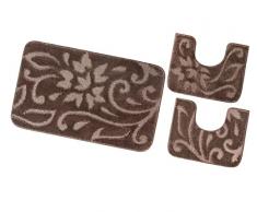 emmevi Tappeto Bagno Set 3 Pezzi Morbido Elegante Girowater Antiscivolo Lavabile mod.GIAVA SET 3 PZ MARRONE