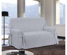 HomeLife - Copridivano Due Posti con Laccetti Micromaculato Made in Italy | Elegante Fodera per Divano - Telo in Cotone per Copertura e Protezione da Polvere, Macchie ed Usura, [2 Posto, Grigio]