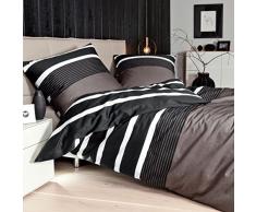 Janine lenzuola da letto in raso, 100% cotone, marrone, 200 x 200 cm + 2x 80 x 80 cm