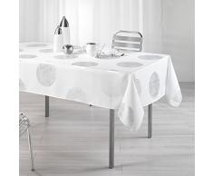 L'Harmonie du Décor - Tovaglia da tavolo in poliestere, con motivo stampato, 240 x 150 cm, colore: Argento e Bianco