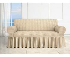 il dolce stile della tua casa Copridivano Universale Voila irge 2 3 4 Posti Elasticizzato con Volant gonnella (Beige, 3 posti)