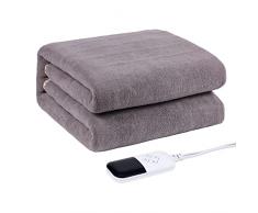 Coperta Elettrica Grigia,180x120cm, 9 Impostazioni di Calore, Timer di Spegnimento Automatico fino a 12 ore, Display a LED, Protezione dal Surriscaldamento, Sonno Asciutto e Confortevole