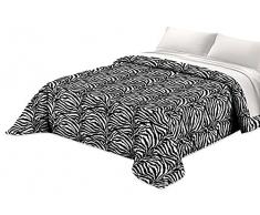 Tata Home Trapunta Invernale Piazza Mezza Imbottita 300 gr/mq Piumone Caldo Letto Piazza e Mezza 210x260 cm Fantasia Animalier Made in Italy MOD. Zebrato Bianco e Nero