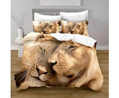 JZZFBW Copripiumino 200 x 200 cm Leone Bianco Antico Copri Piumone In Microfibra Viene Fornito Con 2 Federe,Set Piumone Leggero e Traspirante