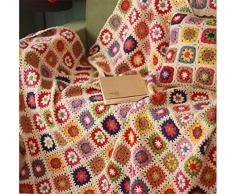 Sconosciuto Campagna Nordic Tessuto Handmade Crochet Coperta a Maglia, Lana, Asciugamano Divano Letto, Divano, Cuscino, Fiore tappetini, Biancheria da Letto Tappeto, Lana, Red, 150x150cm