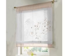 SIMPVALE Tenda di Finestra Ricamo Floreale Store Romano Decorazione della Camera di Bagno Balcone, Cachi, 60_x_120_cm
