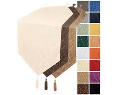 Runner con strisce di damasco, biancheria da tavola #1144, Poliestere, marrone, ca. 30x200 cm