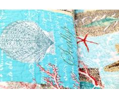 Copriletto svantje 230 x 250 cm Maritim conchiglie, coralli, Stella di mare plaid coperta Quilt