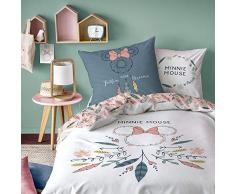 Disney TRAUMFÄNGER - Set di Biancheria da Letto per Bambina, Motivo: Minnie, Stile Boho, con Piume, Fiori e Federa da 80 x 80 cm e Copripiumino da 135 x 200 cm, 100% Cotone, Multicolore, 2 - Teilig