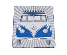 BRISA VW Collection - Volkswagen Hippie Bus T1 Camper Van Coperta da Pic-nic spaziosa in stile Retro con Borsa di trasporto,Tappeto pieghevole con retro impermeabile per Camping/Outdoor/Spiaggia (Blu)