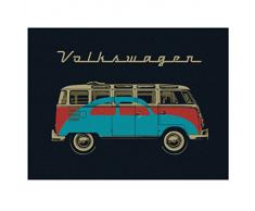 VW Collection by BRISA VW T1 Bus & Maggiolino Coperta di Pile 150x200cm - Nero