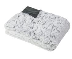 ZOLLNER Coperta da Divano 220x240 cm, Pelliccia Finta, Microfibra, Bianco Grigio