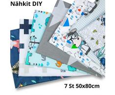 Tessuto Cotone Stoffa Patchwork Tessuti a metraggio 7 Pezzi 50 x 80 cm - Scampoli Stoffe per Cucito Creativo al Metro, per Bambini Fai da