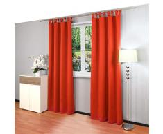 2 pezzi. Gräfenstayn® Alana - tenda termica monocromatica opaca con passanti - Doppio pacchetto - 135 x 245 cm (larghezza x altezza) - molti colori accattivanti (Arancione)